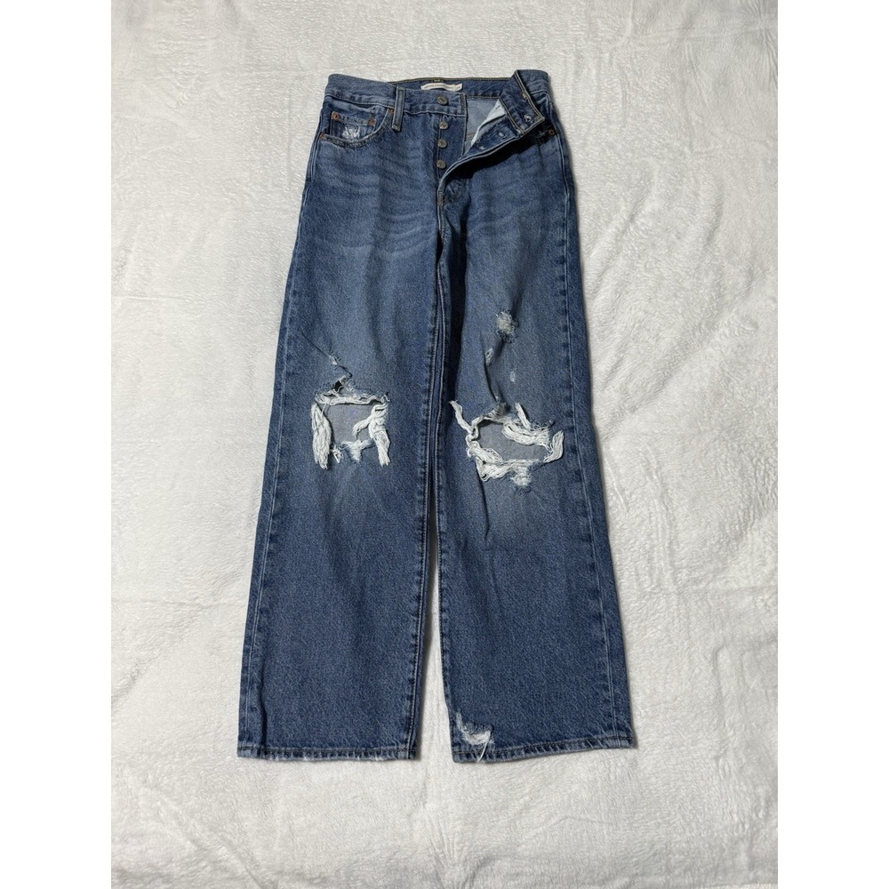 Levis Jeans Womens‎ 26 Blue Ribcage Straight Ankle Button Fly Medium Wash Denim